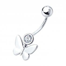 Серебряный пирсинг в пупок SOKOLOV с фианитом 94060077 94060077 фото