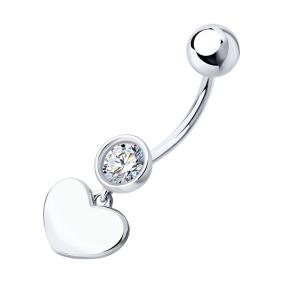 Серебряный пирсинг в пупок SOKOLOV с фианитом 94060078 94060078 фото