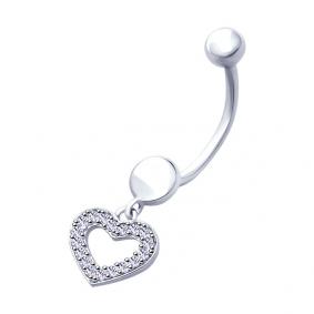 Серебряный пирсинг в пупок SOKOLOV с фианитом 94060083 94060083 фото