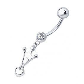 Серебряный пирсинг в пупок SOKOLOV с фианитом 94060084 94060084 фото