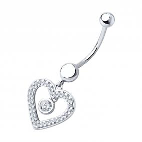 Серебряный пирсинг в пупок SOKOLOV с фианитом 94060088 94060088 фото