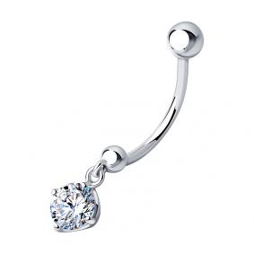 Серебряный пирсинг в пупок SOKOLOV с фианитом 94060096 94060096 фото