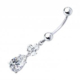 Серебряный пирсинг в пупок SOKOLOV с фианитом 94060109 94060109 фото