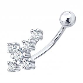 Серебряный пирсинг-крест в пупок SOKOLOV с фианитом 94060112 94060112 фото