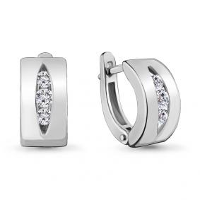 Серьги из белого золота AQUAMARINE 940605 с бриллиантом 940605 фото