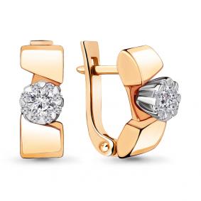 Золотые серьги AQUAMARINE 940657к с бриллиантом 940657к фото