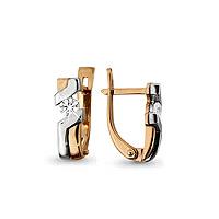 Золотые серьги AQUAMARINE 940672к с бриллиантом 940672к фото