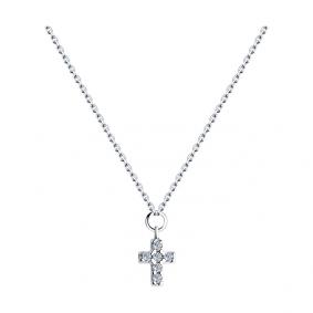 Колье-крест из серебра SOKOLOV с фианитом 94070562 94070562 фото