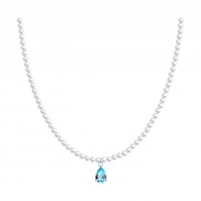 94071060-91: Колье из серебра с синтетическим жемчугом и фианитом 94071060-91 фото