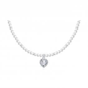 Серебряное колье SOKOLOV 94071070 с фианитом и жемчугом 94071070 фото