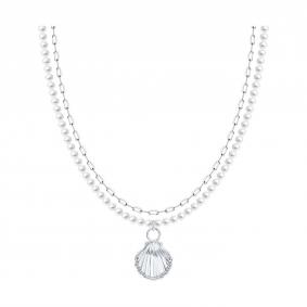Серебряное колье SOKOLOV 94071335 с фианитом и жемчугом 94071335 фото