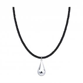 Текстильный шнурок-колье с декоративным элементом из серебра SOKOLOV 94071390 94071390 фото