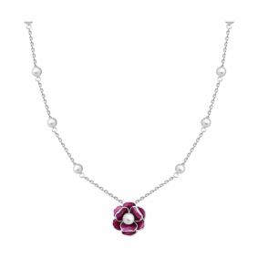 Серебряное колье SOKOLOV 94071405 с жемчугом и эмалью 94071405 фото