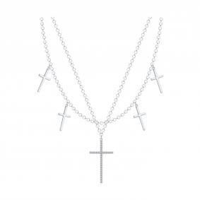 Серебряное колье-крест SOKOLOV с фианитом 94071452 94071452 фото