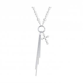 Серебряное колье-крест SOKOLOV с жемчугом 94071468 94071468 фото