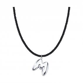 Текстильный шнурок-колье с декоративным элементом буква М из серебра SOKOLOV 94071481 94071481 фото