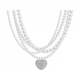 Серебряное колье SOKOLOV 94071483 с фианитом и жемчугом 94071483 фото