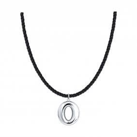 Текстильный шнурок-колье с декоративным элементом буква О из серебра 94071491 94071491 фото