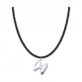 Текстильный шнурок-колье с декоративным элементом буква Н из серебра SOKOLOV 94071493 94071493 фото