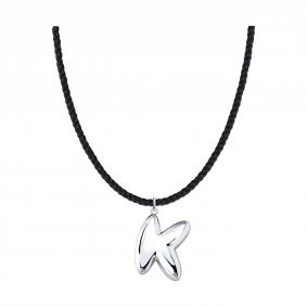 Текстильный шнурок-колье с декоративным элементом буква К из серебра SOKOLOV 94071495 94071495 фото