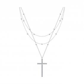 Серебряное колье-крест SOKOLOV с фианитом 94071500 94071500 фото