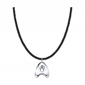 Текстильный шнурок-колье с декоративным элементом буква А из серебра SOKOLOV 94071518 94071518 фото