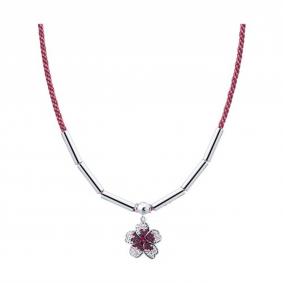 Серебряное колье SOKOLOV 94071593 с фианитом и рубиновым корундом 94071593 фото