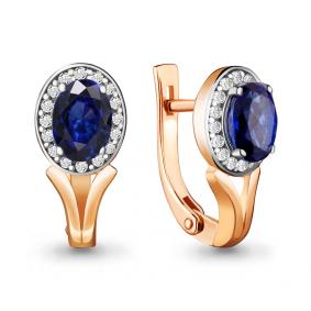 Золотые серьги AQUAMARINE 940737кс с бриллиантом и сапфиром 940737кс фото