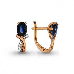 Золотые серьги AQUAMARINE 940758кс с бриллиантом и сапфиром 940758кс фото
