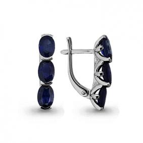 Серьги из белого золота AQUAMARINE 940773 с сапфиром 940773 фото