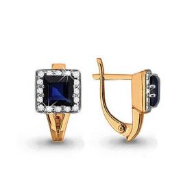 Золотые серьги AQUAMARINE 940782к с бриллиантом и сапфиром 940782к фото