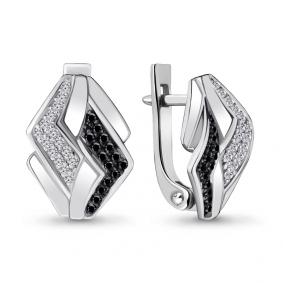 Серьги из белого золота AQUAMARINE 940841Ч с бриллиантом 940841Ч фото