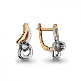 Золотые серьги AQUAMARINE 940874к с бриллиантом 940874к фото