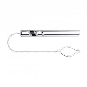 Серебряный зажим для галстука SOKOLOV 94090003 с фианитом и эмалью 94090003 фото