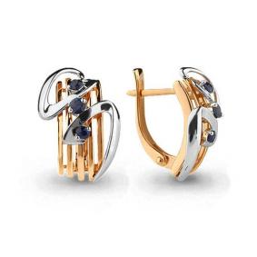 Золотые серьги AQUAMARINE 940968к с сапфиром 940968к фото