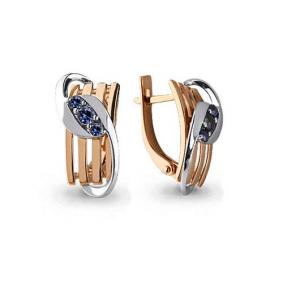 Золотые серьги AQUAMARINE 940969к с сапфиром 940969к фото