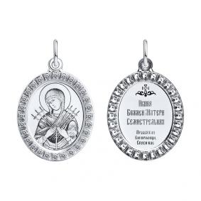 Серебряная подвеска-иконка Божией Матери Семистрельная SOKOLOV с фианитом 94100211 94100211 фото