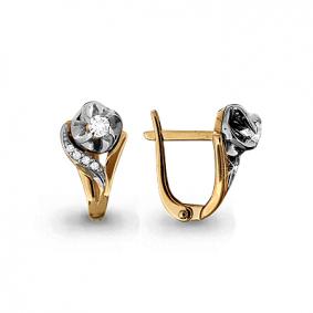 Золотые серьги AQUAMARINE 941035к с бриллиантом 941035к фото