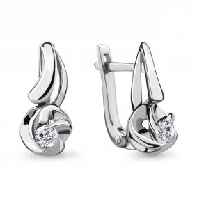 Серьги из белого золота AQUAMARINE 941047 с бриллиантом 941047 фото