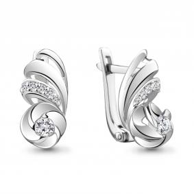 Серьги из белого золота AQUAMARINE 941051 с бриллиантом 941051 фото