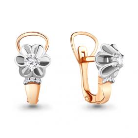 Золотые серьги AQUAMARINE 941075к с бриллиантом 941075к фото