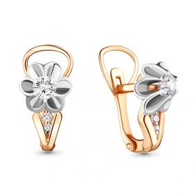 Золотые серьги AQUAMARINE 941076к с бриллиантом 941076к фото