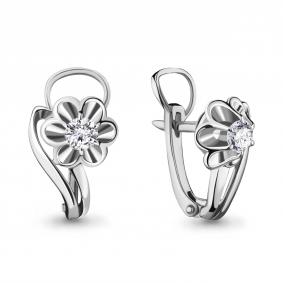 Серьги из белого золота AQUAMARINE 941078 с бриллиантом 941078 фото