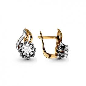 Золотые серьги AQUAMARINE 941082к с бриллиантом 941082к фото