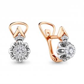 Золотые серьги AQUAMARINE 941083Ак с бриллиантом 941083Ак фото