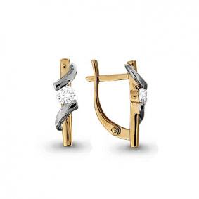 Золотые серьги AQUAMARINE 941097к с бриллиантом 941097к фото