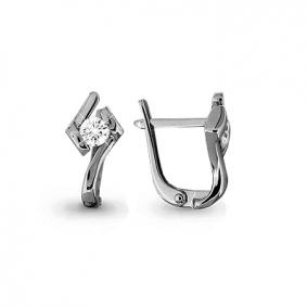 Серьги из белого золота AQUAMARINE 941099 с бриллиантом 941099 фото