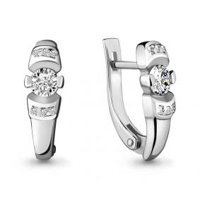 Серьги из белого золота AQUAMARINE 941100 с бриллиантом 941100 фото