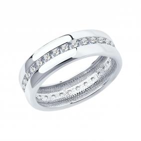 Серебряное обручальное кольцо 5 мм SOKOLOV с фианитом 94110026-91 94110026-91 фото