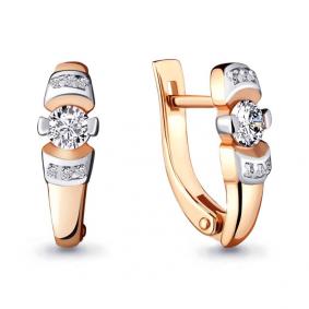Золотые серьги AQUAMARINE 941100к с бриллиантом 941100к фото